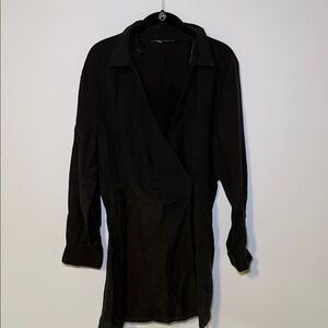 Zara Elegant Black Wrap Mini Dress